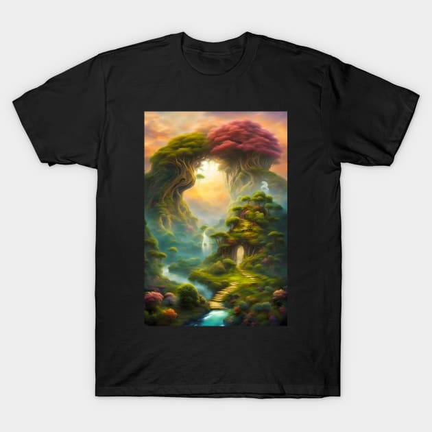 Green and Pink Trees Portal T-Shirt by JDI Fantasy Images